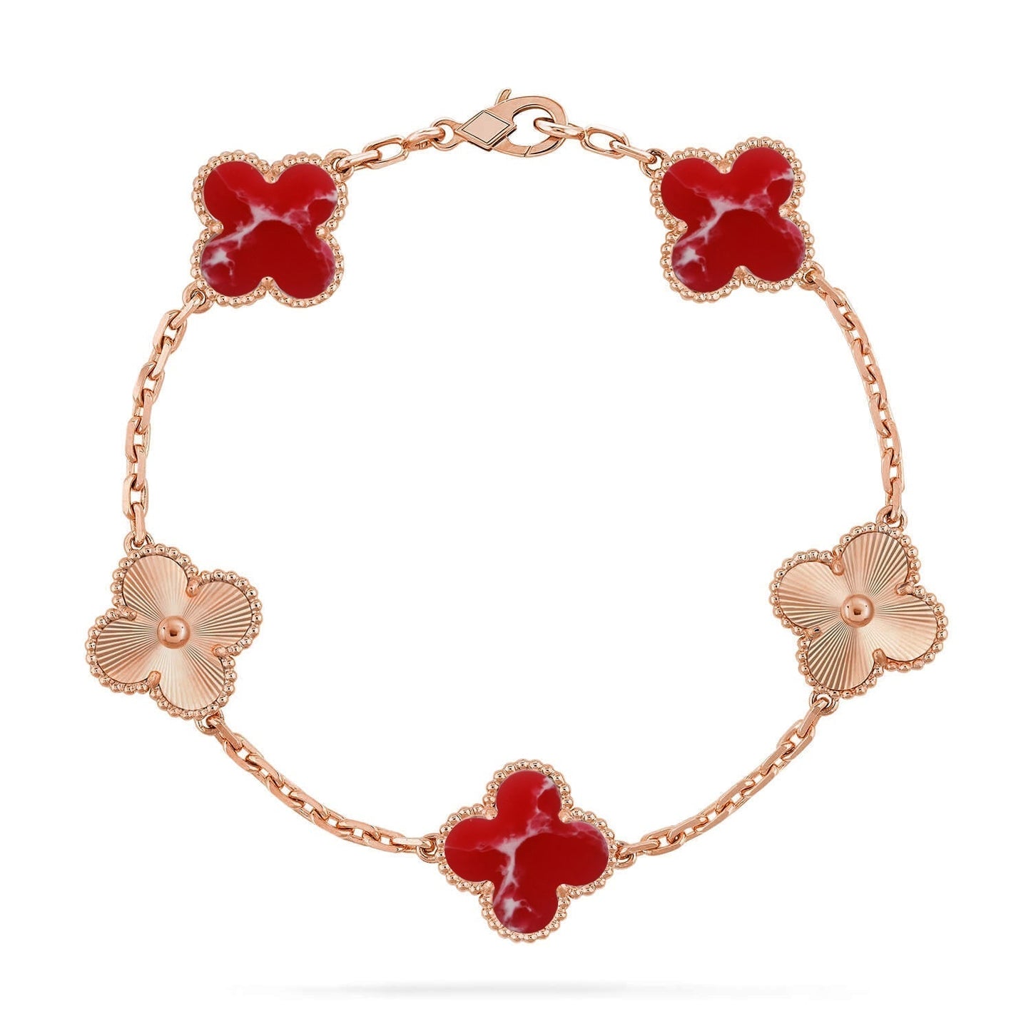 [LUXORA]CLOVER 5 MOTIF RED PATTERN BRACELET COLLECTION