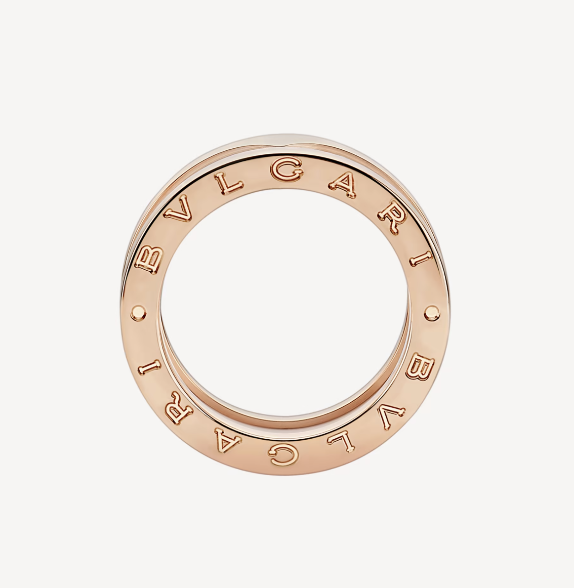 [LUXORA]ZERO 1 TWO-BAND LOOPS AND WHITE CERAMIC SPIRAL PINK GOLD RING