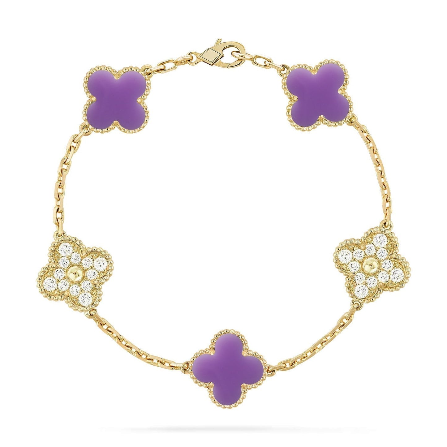 [LUXORA]CLOVER 5 MOTIF LIGHT PURPLE BRACELET COLLECTION