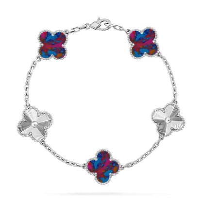 [LUXORA]CLOVER 5 MOTIF COLOR GEMSTONES BRACELET COLLECTION