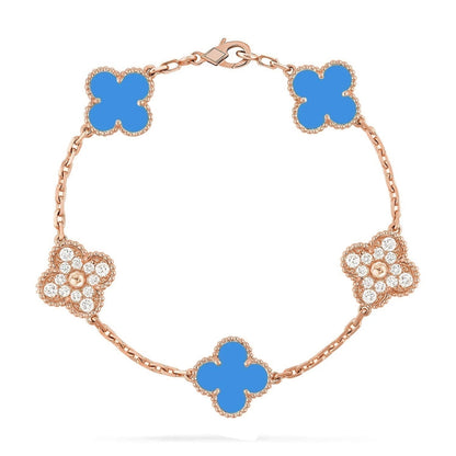 [LUXORA] CLOVER 5 MOTIF BLUE AGATE BRACELET COLLECTION