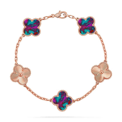 [LUXORA]CLOVER 5 MOTIF COLOR GEMSTONES BRACELET COLLECTION