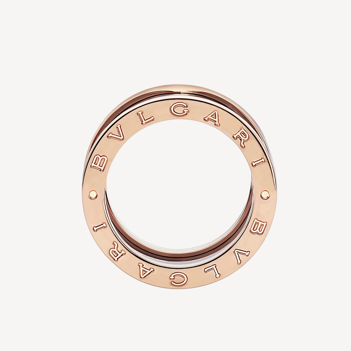 [LUXORA]ZERO 1 FOUR-BAND LOOPS AND BLACK CERAMIC SPIRAL PINK GOLD RING