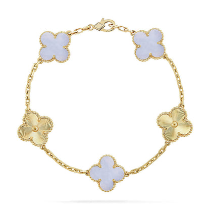 [LUXORA] CLOVER 5 MOTIF PURPLE CHALCEDONY BRACELET COLLECTION