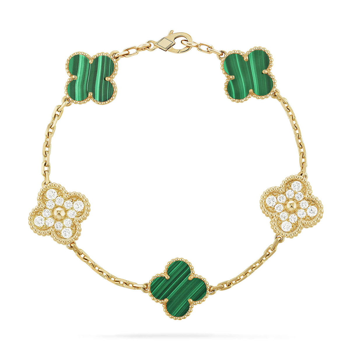 [LUXORA] CLOVER 5 MOTIF MALACHITE BRACELET COLLECTION
