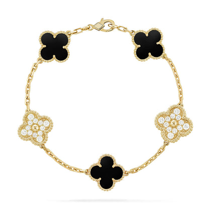 [LUXORA] CLOVER 5 MOTIF ONYXS BRACELET COLLECTION