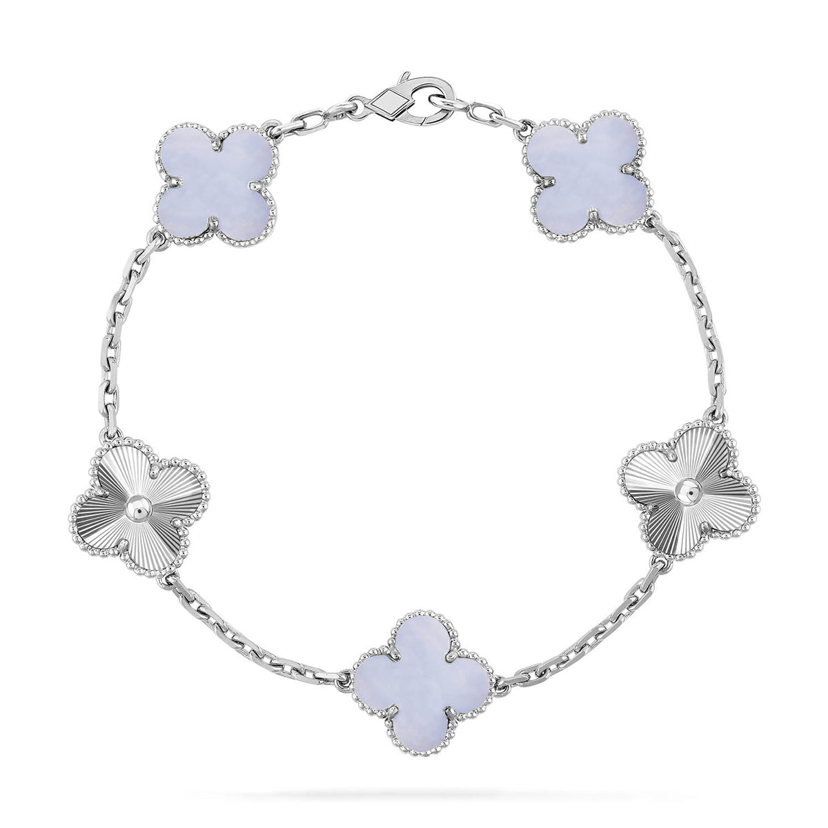 [LUXORA] CLOVER 5 MOTIF PURPLE CHALCEDONY BRACELET COLLECTION