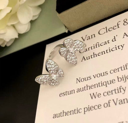 [LUXORA]TWIN SILVER BUTTERFLY DIAMOND RING