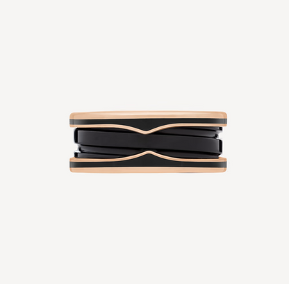 [LUXORA]ZERO 1 TWO-BAND WITH MATTE BLACK CERAMIC PINK GOLD RING
