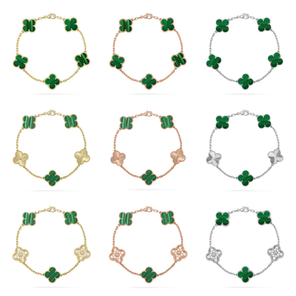 [LUXORA] CLOVER 5 MOTIF MALACHITE BRACELET COLLECTION