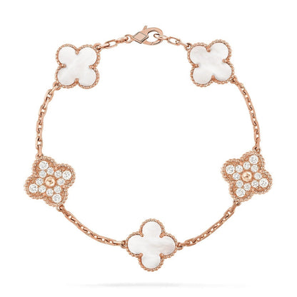 [LUXORA]CLOVER WHITE PEARL MOP 5 MOTIF BRACELET COLLECTION