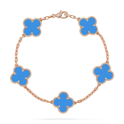 [LUXORA] CLOVER 5 MOTIF BLUE AGATE BRACELET COLLECTION