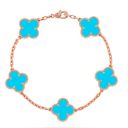 [LUXORA] CLOVER 5 MOTIF TURQUOISE BRACELET COLLECTION