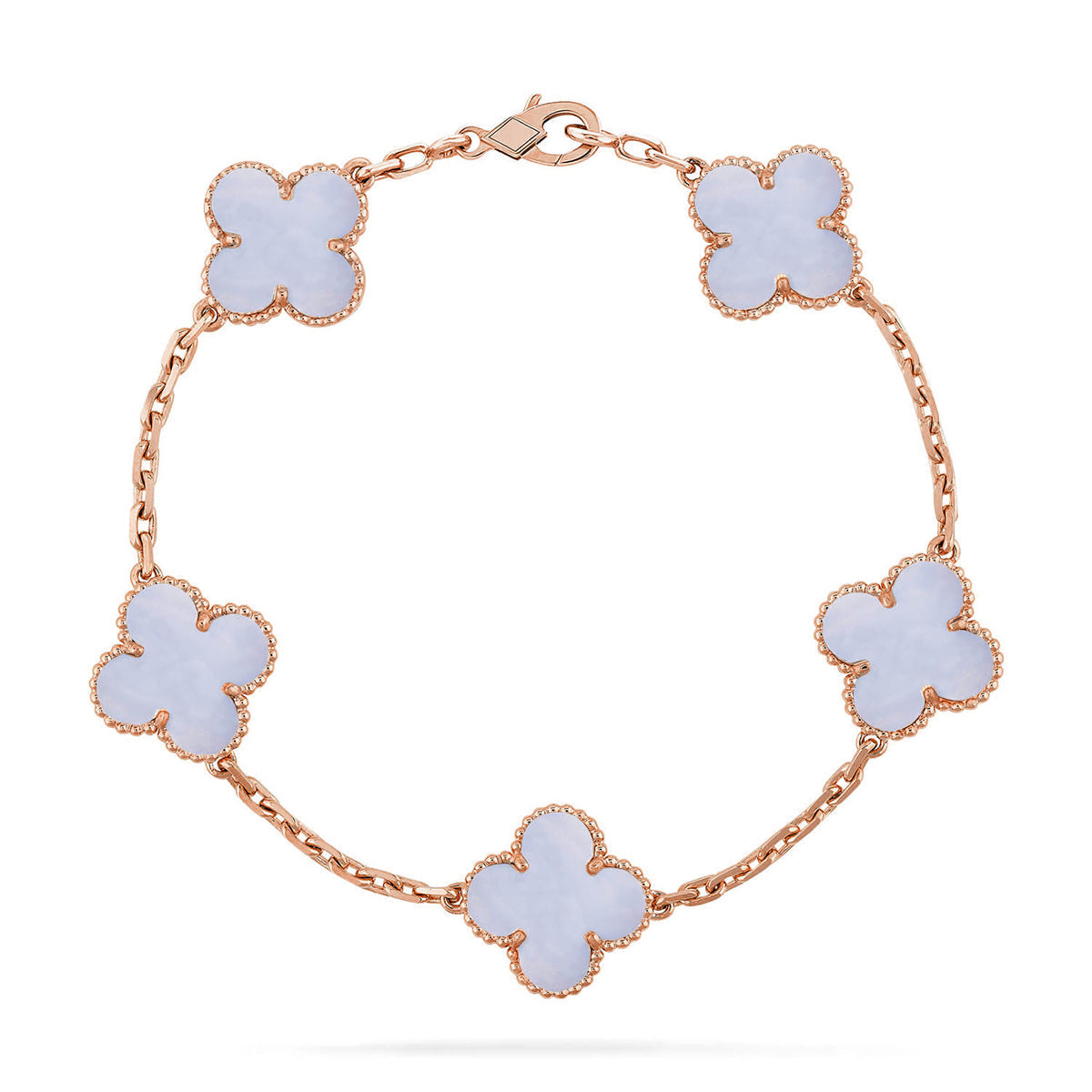 [LUXORA] CLOVER 5 MOTIF PURPLE CHALCEDONY BRACELET COLLECTION