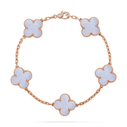 [LUXORA] CLOVER 5 MOTIF PURPLE CHALCEDONY BRACELET COLLECTION