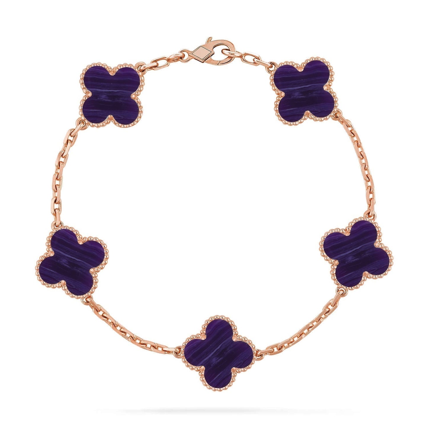[LUXORA]CLOVER 5 MOTIF PURPLE STRIPES BRACELET COLLECTION