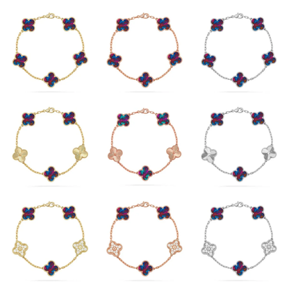 [LUXORA]CLOVER 5 MOTIF COLOR GEMSTONES BRACELET COLLECTION