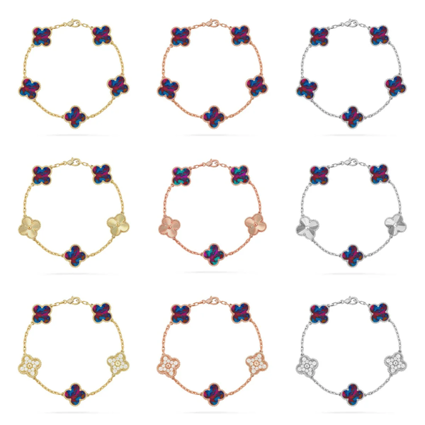 [LUXORA]CLOVER 5 MOTIF COLOR GEMSTONES BRACELET COLLECTION