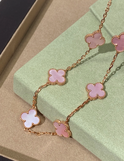 [LUXORA Jewellery] Pink Necklace with Ten Clover Designs