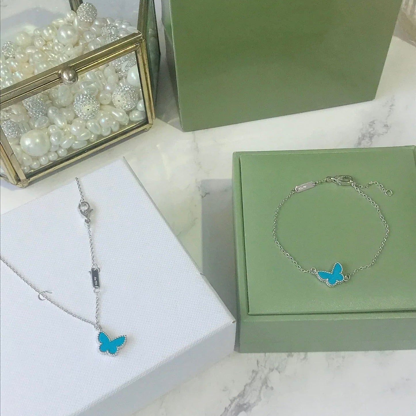[LUXORA]BUTTERFLY TURQUOISE BUTTERFLY BRACELET SILVER
