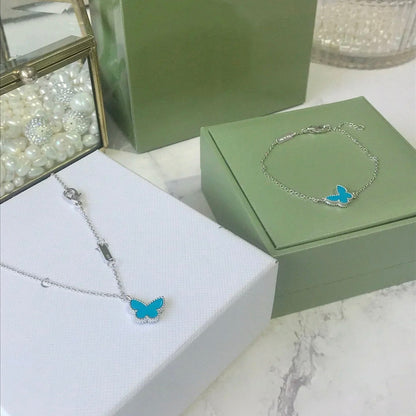 [LUXORA]BUTTERFLY TURQUOISE BUTTERFLY BRACELET SILVER