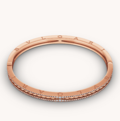 [LUXORA]ZERO 1 SPIRAL AND PAVED DIAMOND PINK GOLD BRACELET