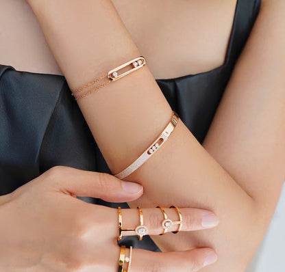 [LUXORA]Move Noa Rose Gold Pavé Diamond Bangle Bracelet
