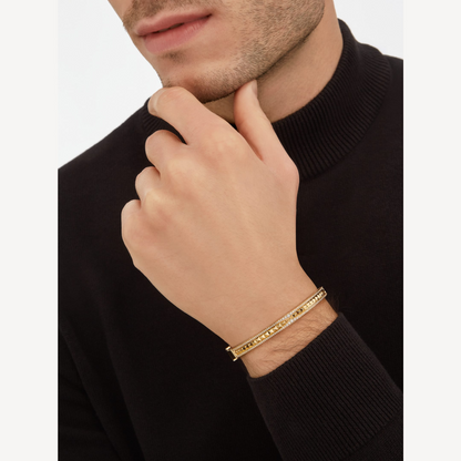 [LUXORA]ZERO 1 SPIRAL AND PAVED DIAMOND GOLD BRACELET