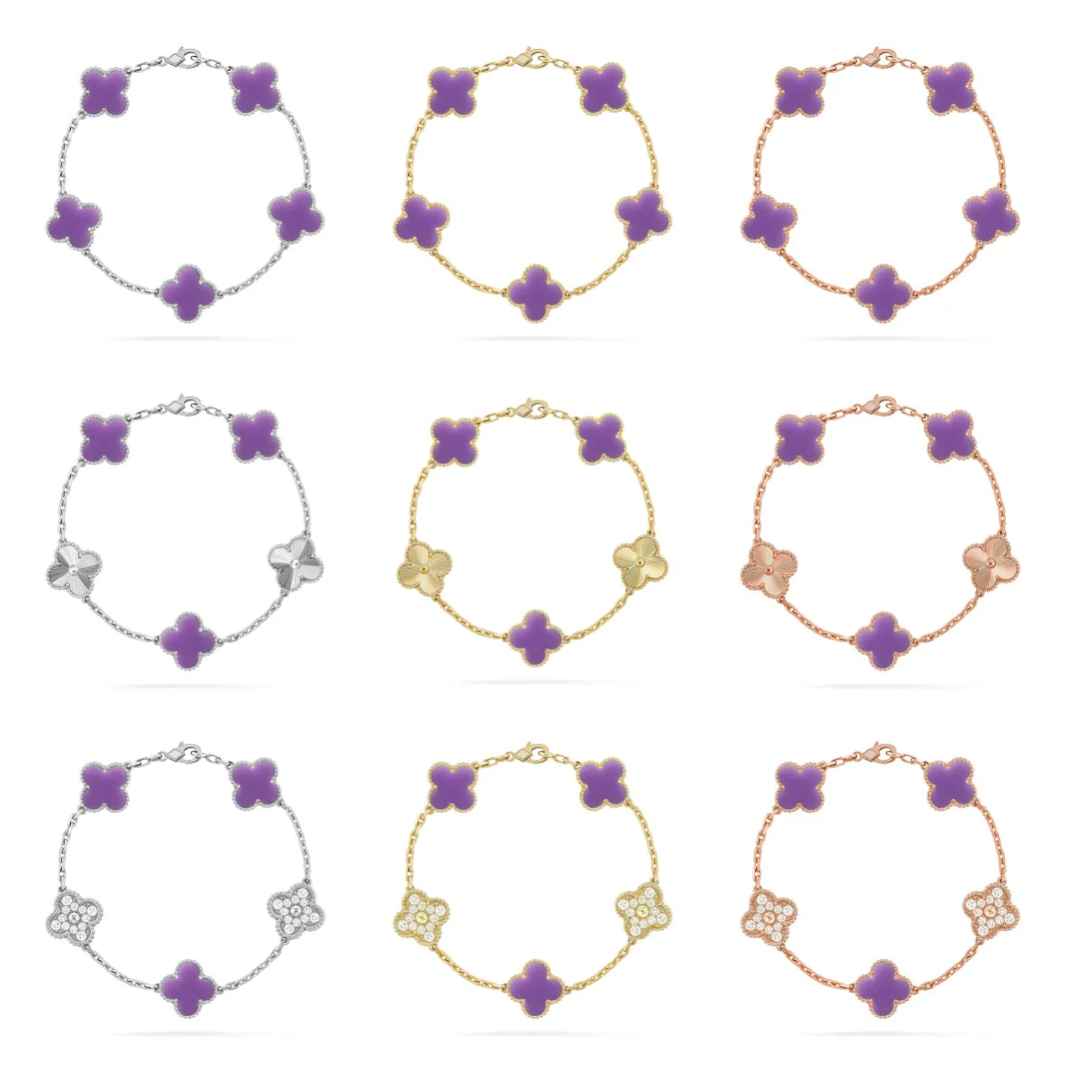 [LUXORA]CLOVER 5 MOTIF LIGHT PURPLE BRACELET COLLECTION