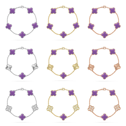 [LUXORA]CLOVER 5 MOTIF LIGHT PURPLE BRACELET COLLECTION