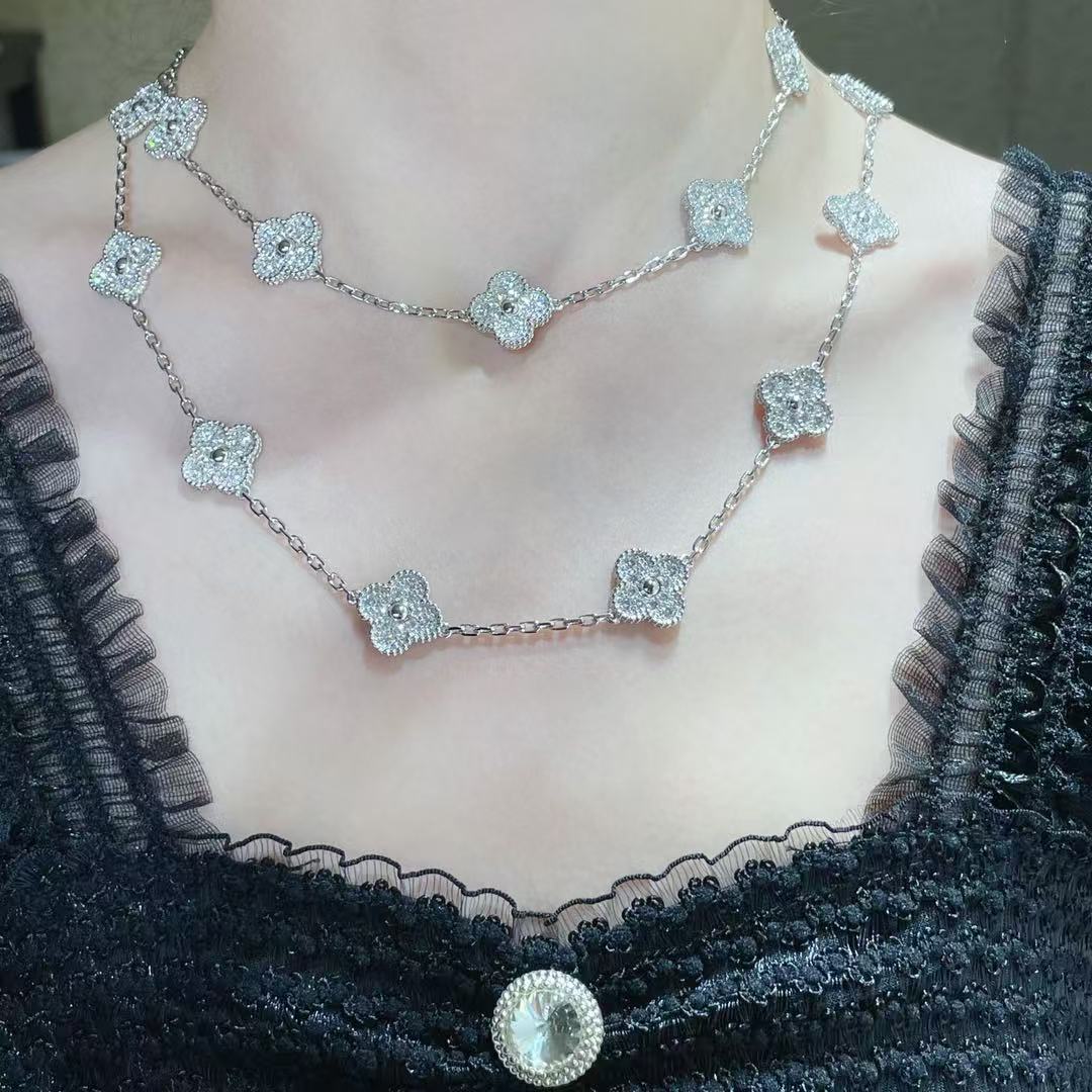 [LUXORA]CLOVER 20 MOTIFS FULL-DIAMOND NECKLACE