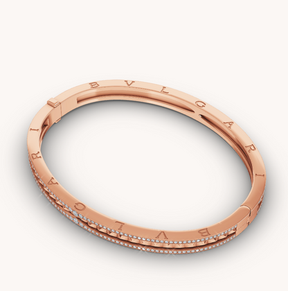 [LUXORA]ZERO 1 SPIRAL AND PAVED DIAMOND PINK GOLD BRACELET