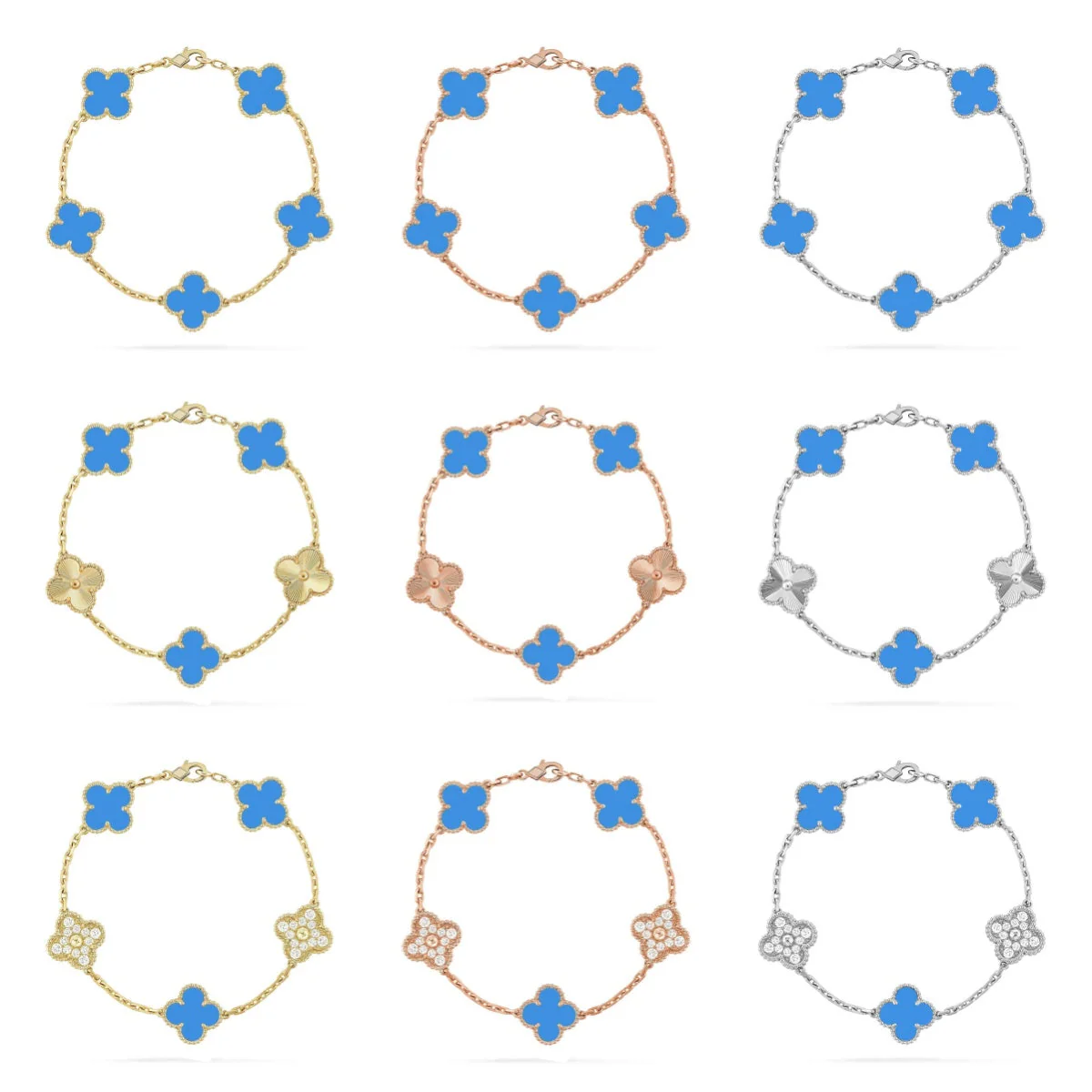 [LUXORA] CLOVER 5 MOTIF BLUE AGATE BRACELET COLLECTION