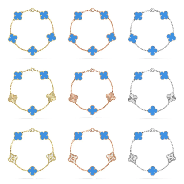 [LUXORA] CLOVER 5 MOTIF BLUE AGATE BRACELET COLLECTION