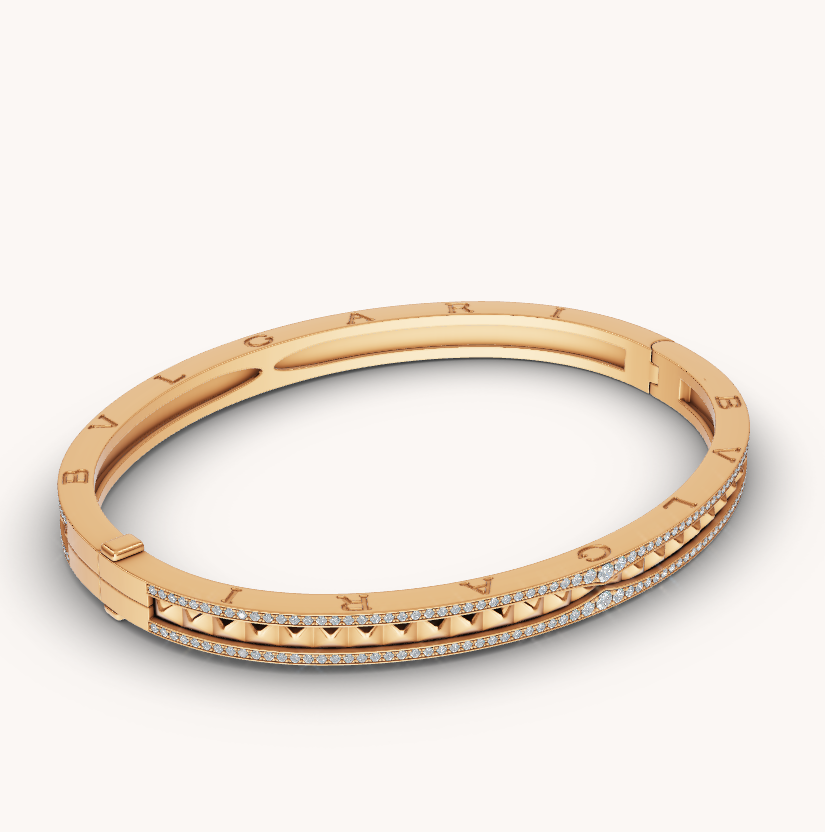 [LUXORA]ZERO 1 SPIRAL AND PAVED DIAMOND GOLD BRACELET
