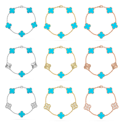 [LUXORA] CLOVER 5 MOTIF TURQUOISE BRACELET COLLECTION