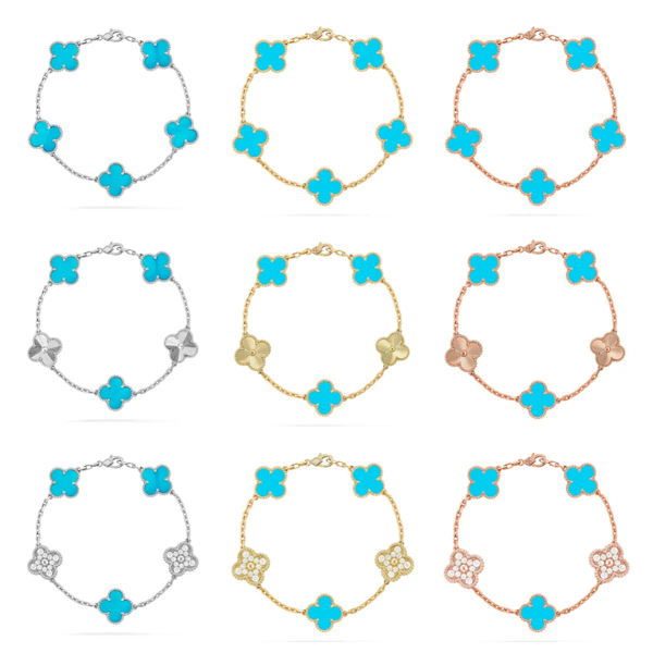 [LUXORA] CLOVER 5 MOTIF TURQUOISE BRACELET COLLECTION
