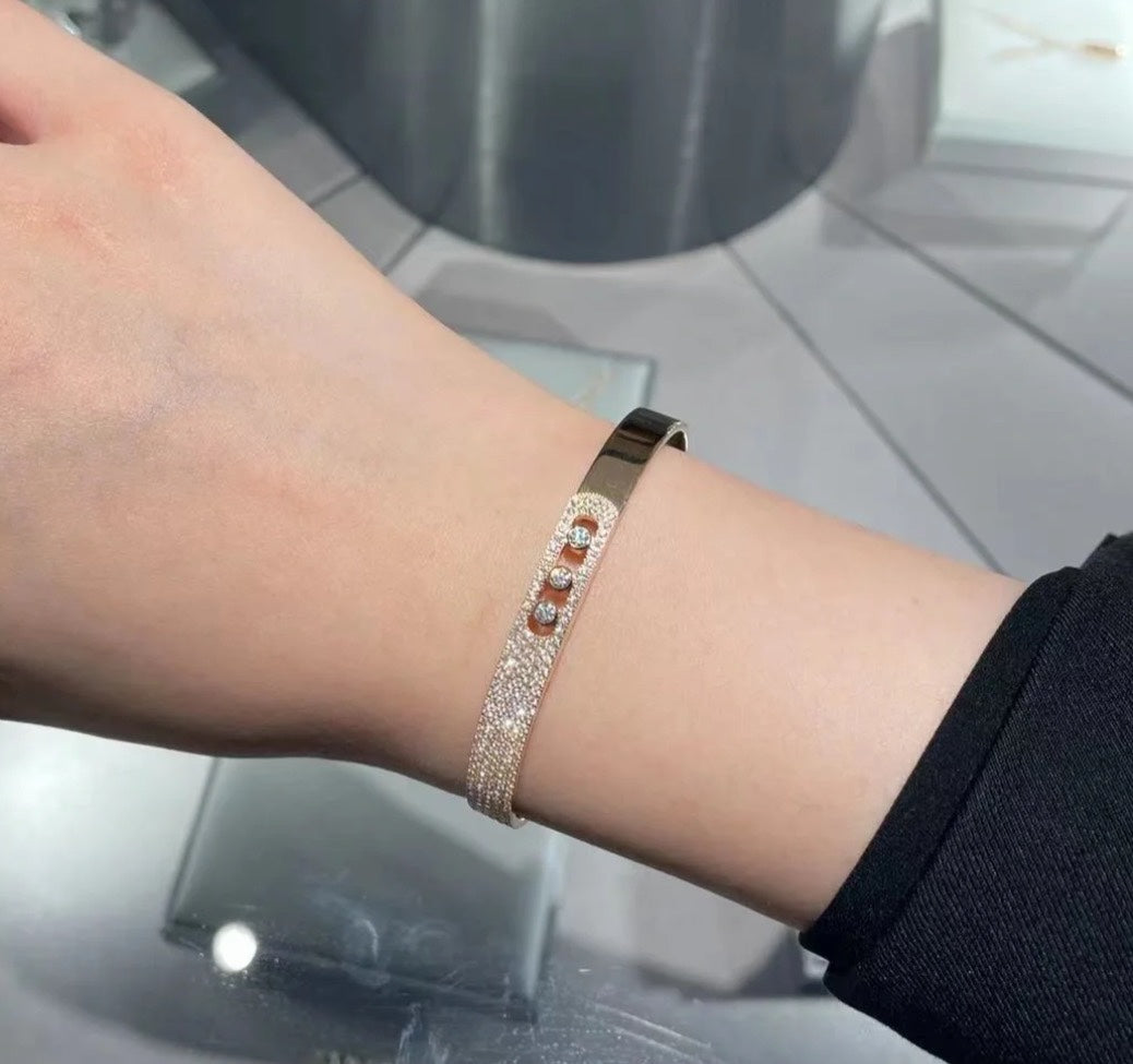 [LUXORA]Move Noa Rose Gold Pavé Diamond Bangle Bracelet