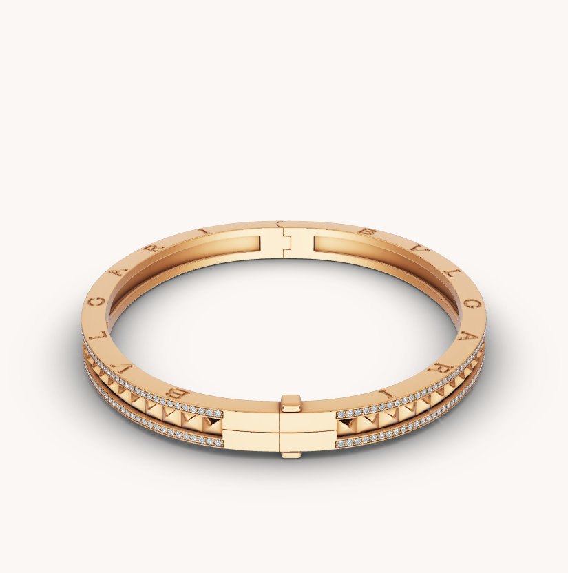 [LUXORA]ZERO 1 SPIRAL AND PAVED DIAMOND GOLD BRACELET