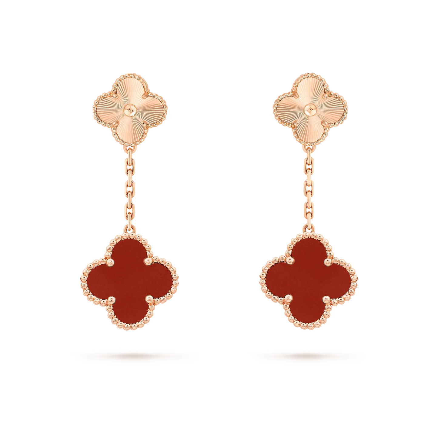 [LUXORA]CLOVER 2 MOTIF  LASER CARNELIAN EARRINGS