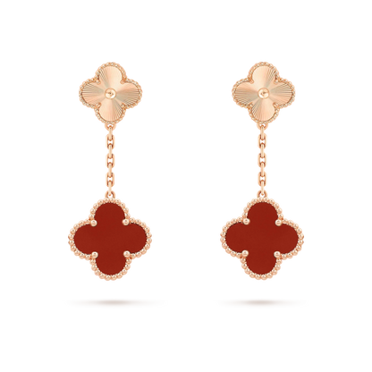[LUXORA]CLOVER 2 MOTIF  LASER CARNELIAN EARRINGS