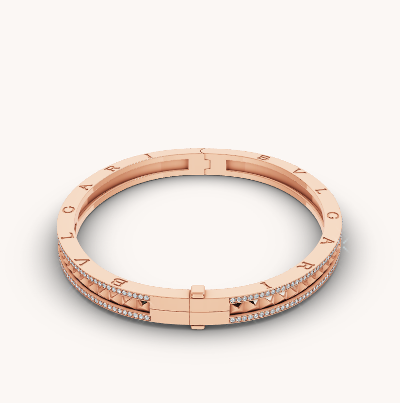 [LUXORA]ZERO 1 SPIRAL AND PAVED DIAMOND PINK GOLD BRACELET