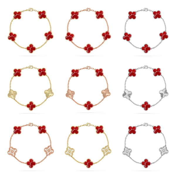 [LUXORA]CLOVER 5 MOTIF RED PATTERN BRACELET COLLECTION