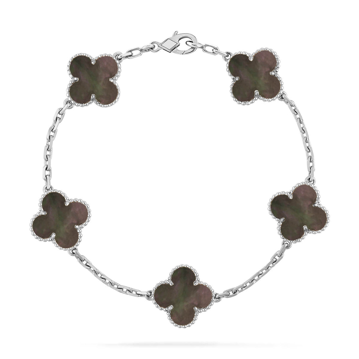 [LUXORA] CLOVER 5 MOTIF GRAY MOP BRACELET COLLECTION