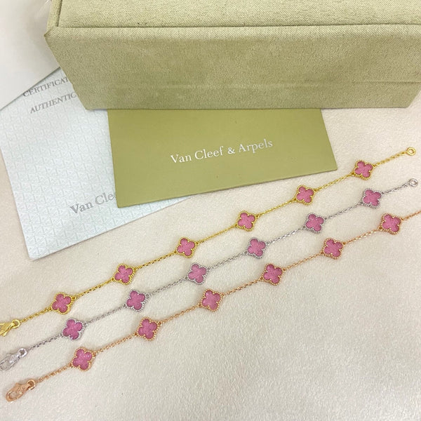 [⭐JeweliWhal]2026 NEW CLOVER 6 MOTIF BUBBLE PINK ENAMEL BRACELET