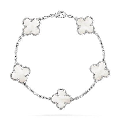 [LUXORA]CLOVER WHITE PEARL MOP 5 MOTIF BRACELET COLLECTION