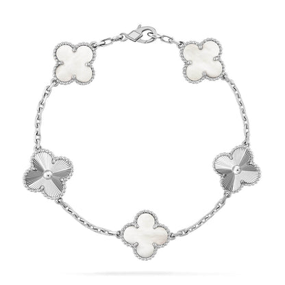 [LUXORA]CLOVER WHITE PEARL MOP 5 MOTIF BRACELET COLLECTION