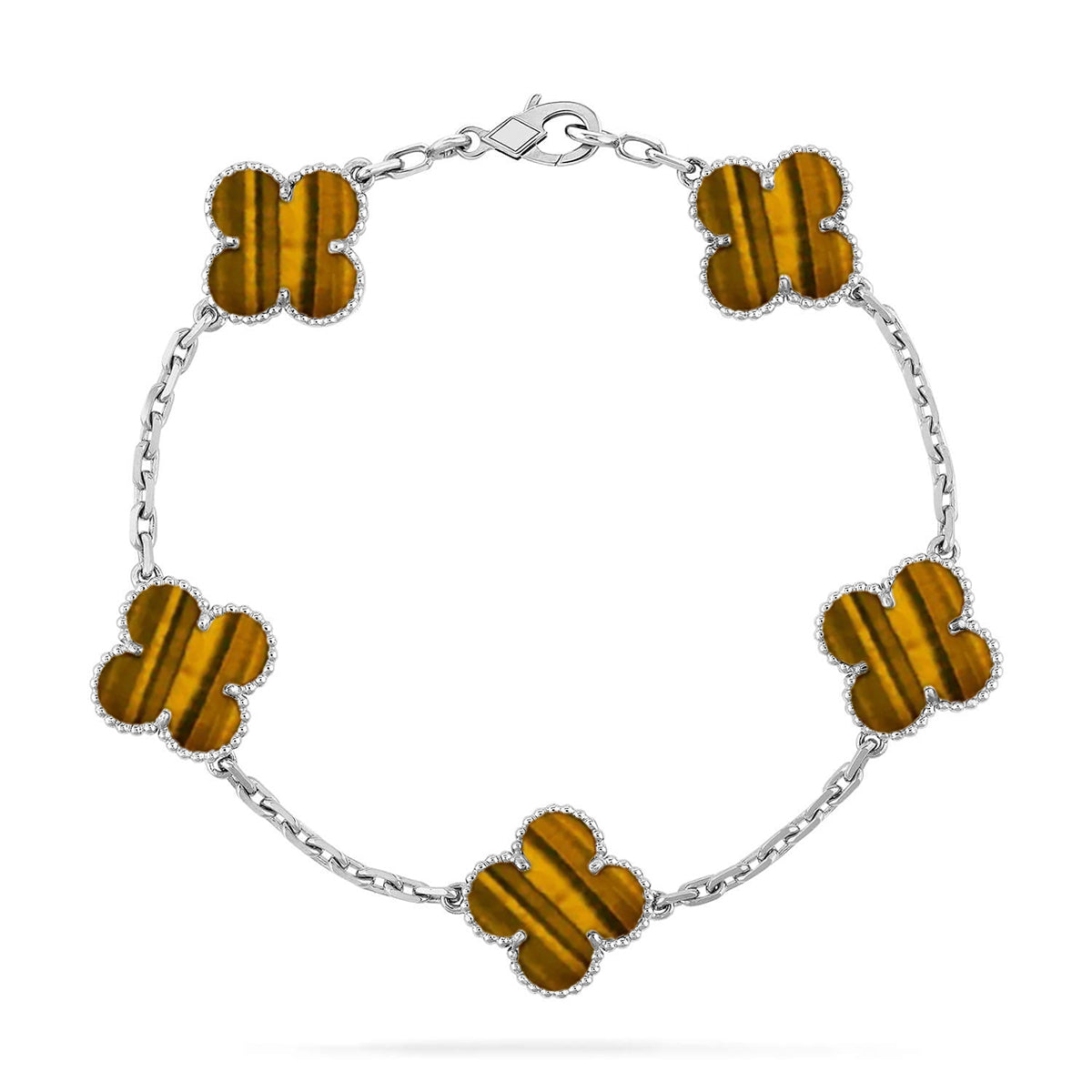[LUXORA] CLOVER 5 MOTIFS TIGER EYE BRACELET COLLECTION