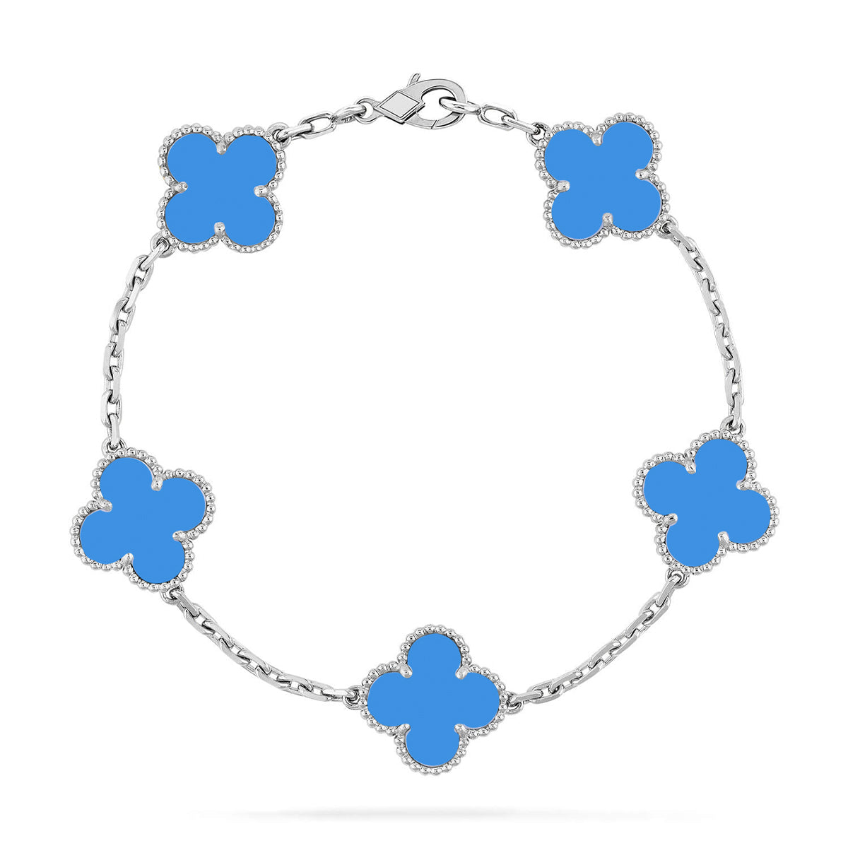 [LUXORA] CLOVER 5 MOTIF BLUE AGATE BRACELET COLLECTION