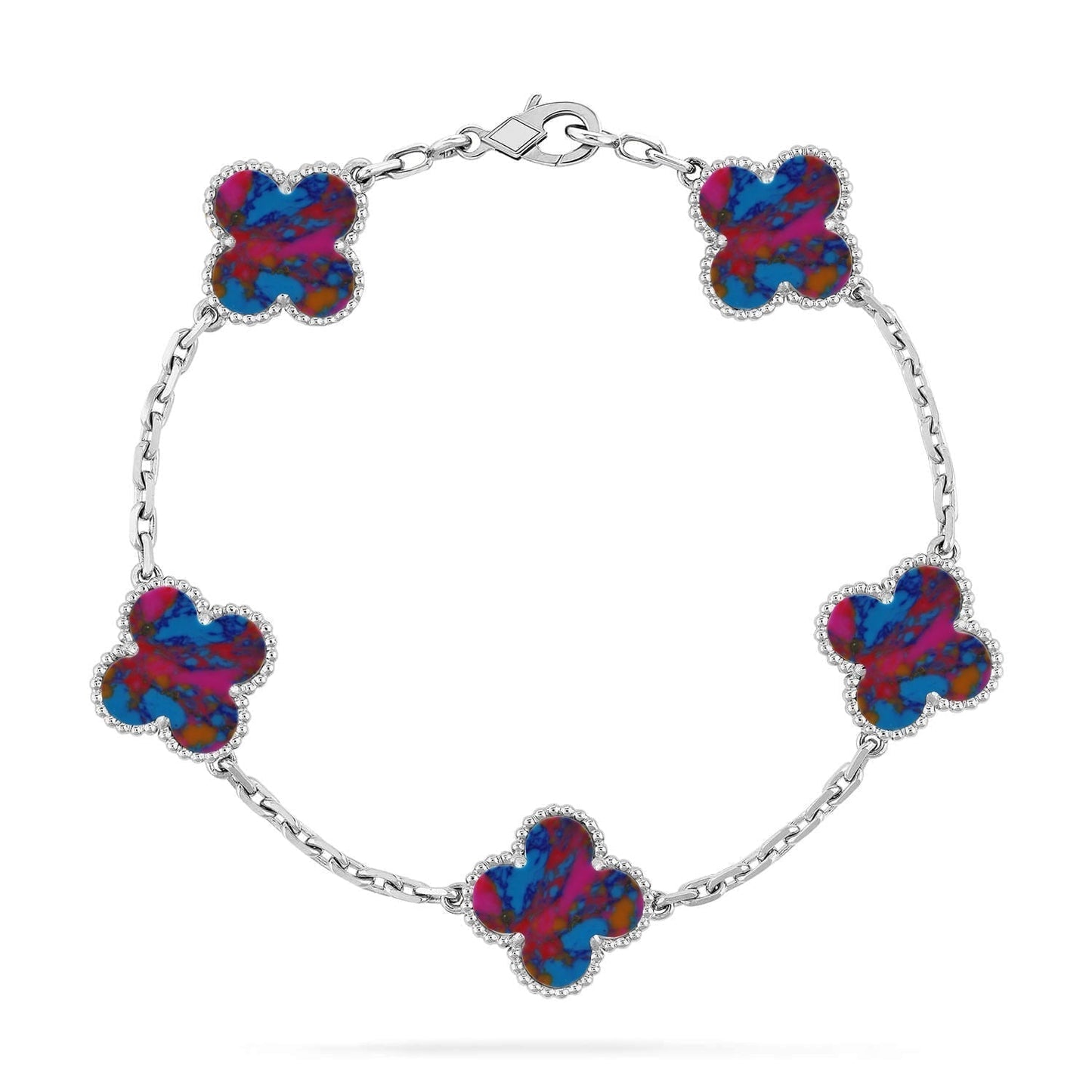 [LUXORA]CLOVER 5 MOTIF COLOR GEMSTONES BRACELET COLLECTION